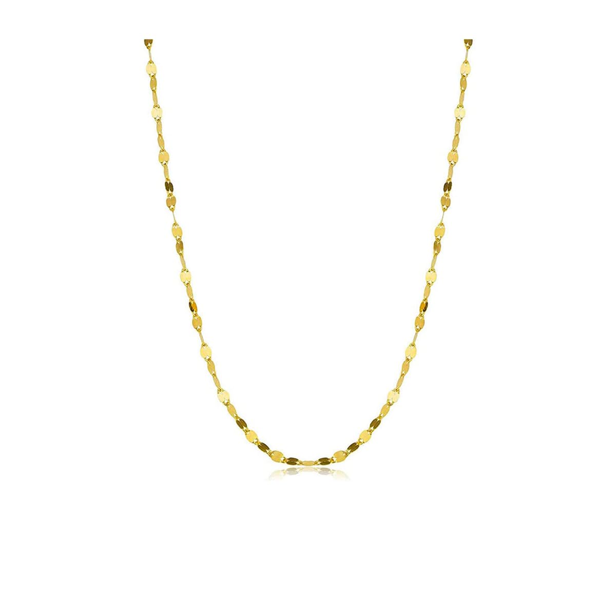 18K Solid Gold Mirror Chain Necklace for Women, 1.7MM Yellow Gold Italian Mirror Link Chain Necklace Christmas Annversary Jewelry Gift for Women 18"