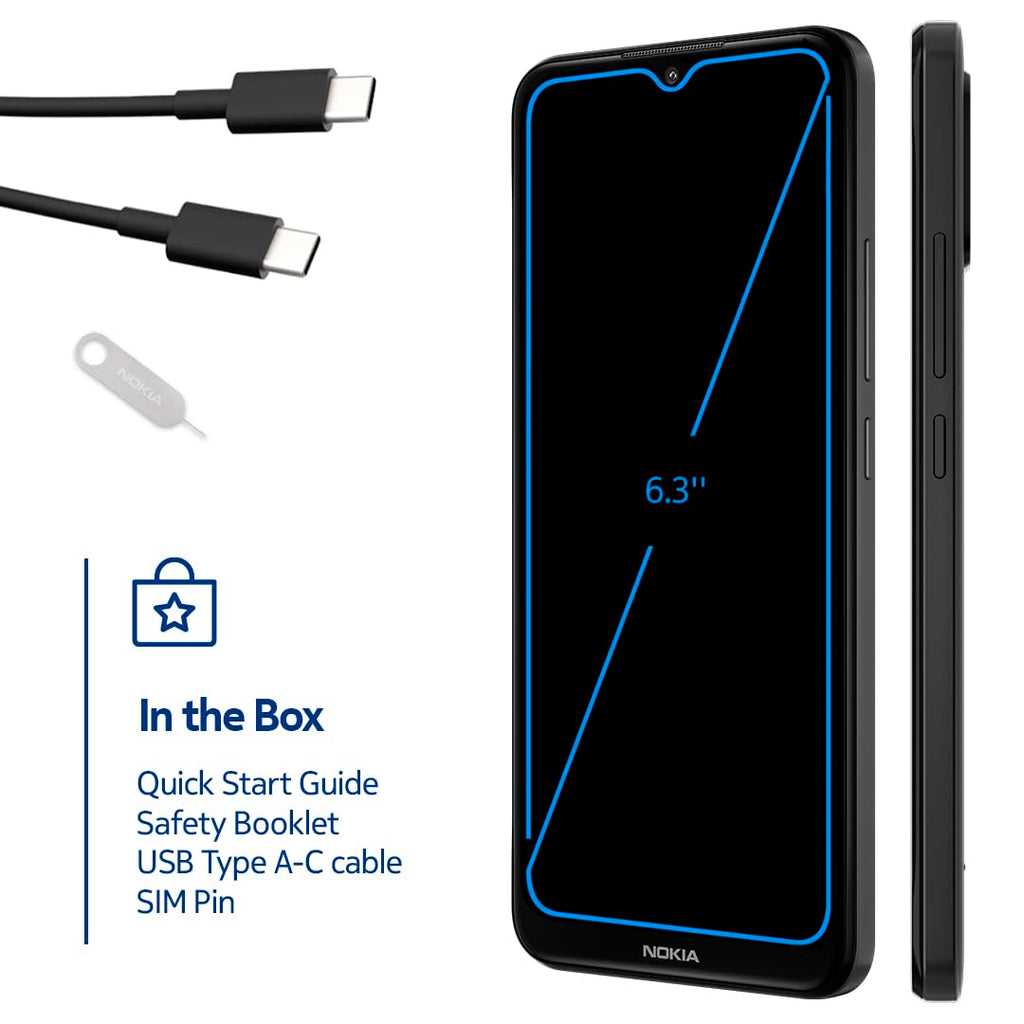 Nokia C210 | T-Mobile, AT&T, Cricket | Android 13 | Unlocked Smartphone | All Day Battery | US Version | 3/32GB | 6.3-Inch Screen | 13MP Dual Camera | Charcoal