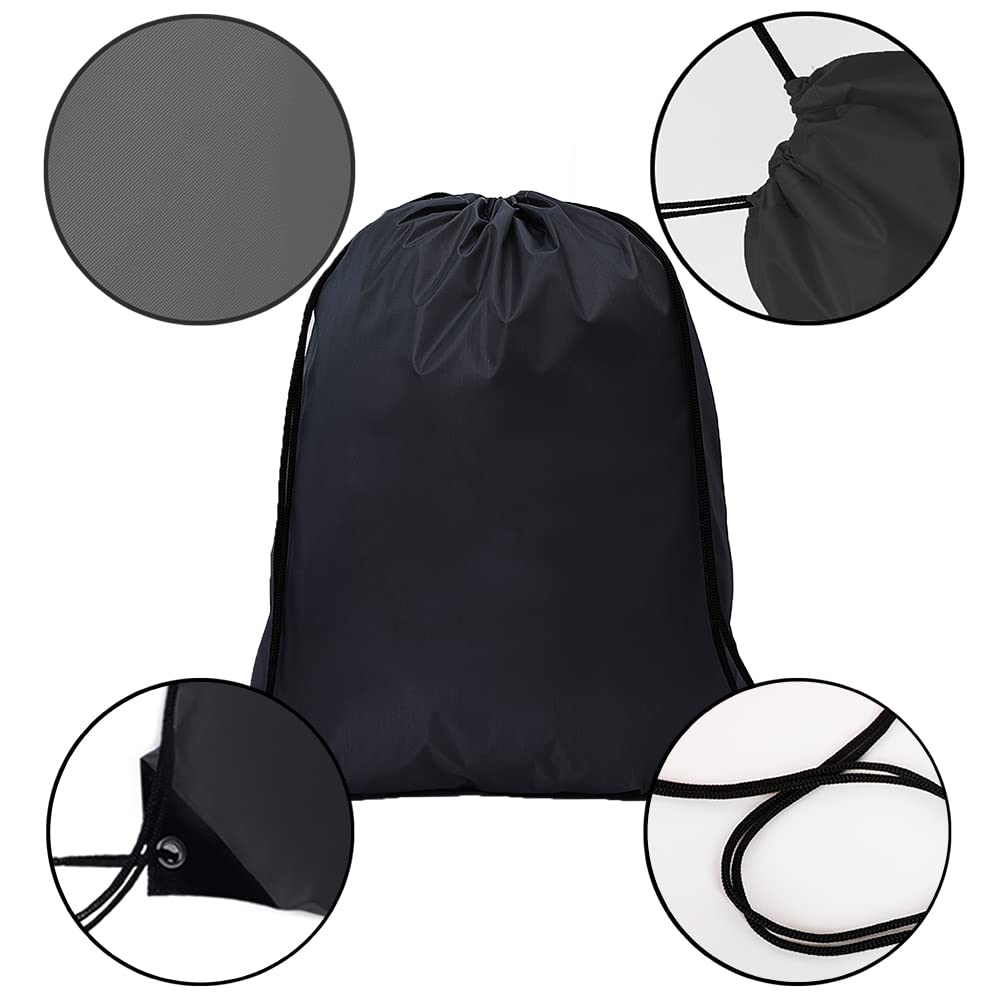 30 Pcs Drawstring Bags Bulk, Polyester Draw String Bags, Gym Sports Cinch Bag Drawstring Backpack for Women Men, Black