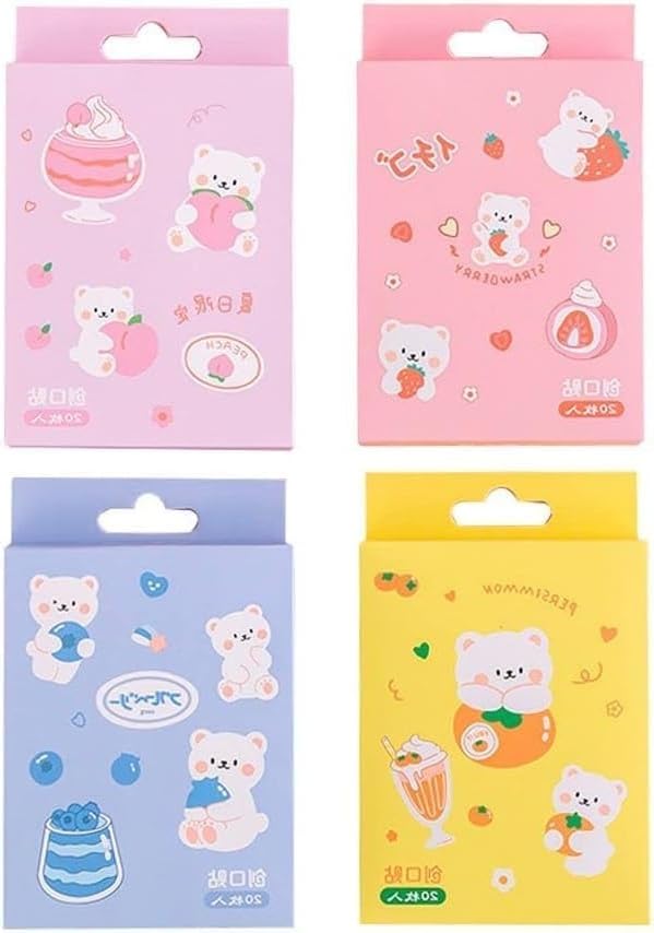 20 Pcs/Box Adhesive Bandages, Random Color Waterproof Band Aid, Cute Kids Bandages, Elastic Sticker,Cartoon Aid Patches Random Styles Adhesive Health and Household Bandaging Supplies