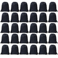 30 Pcs Drawstring Bags Bulk, Polyester Draw String Bags, Gym Sports Cinch Bag Drawstring Backpack for Women Men, Black