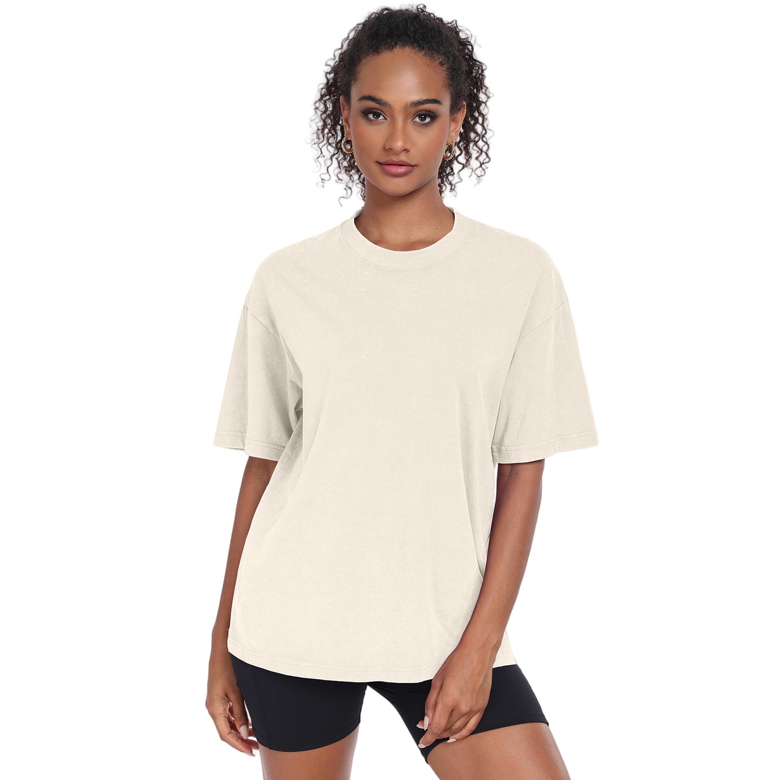 3 Pack Womens Washed Vintage Oversized T-Shirt Baggy Workout Tops Short Sleeve Cotton Tshirts Streetwear Boyfriend Tee(W-BGCFGY,s)