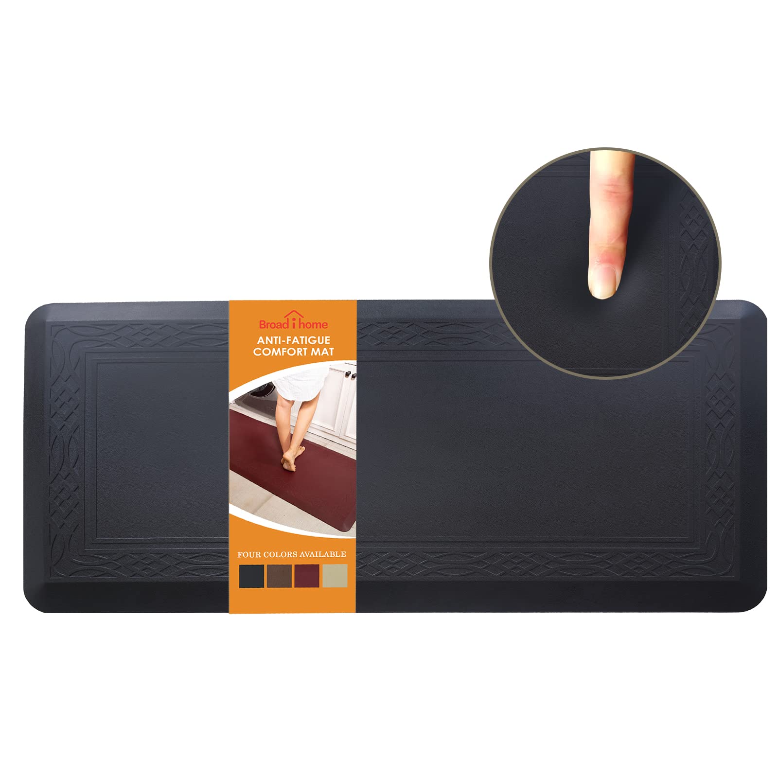 24 x 60 Inch Extra Support Anti Fatigue Comfort Kitchen Mat, Waterproof Long Kitchen Runner, Non-Slip Standing Desk Mat, Commercial Pads for Offices, Home, Garages (Bordeaux Black, 24'' x 60'')