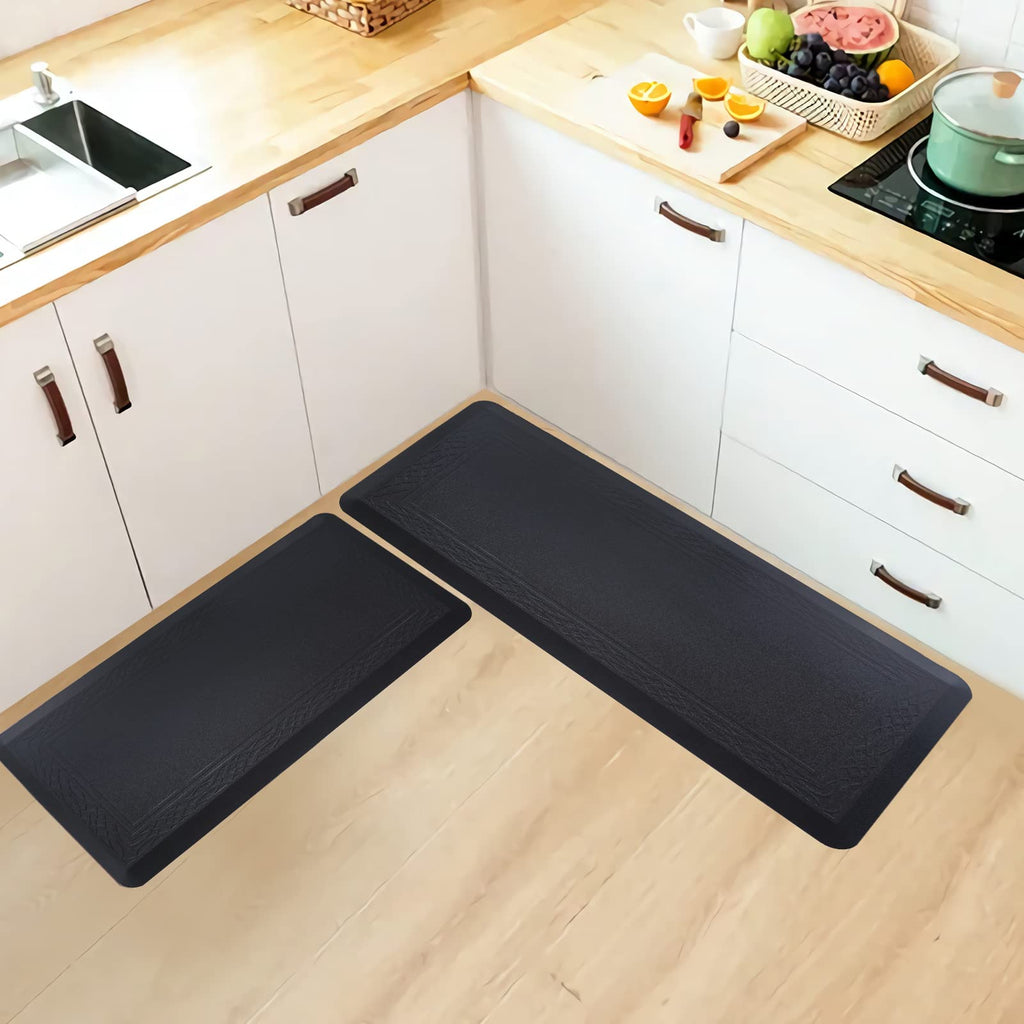 24 x 60 Inch Extra Support Anti Fatigue Comfort Kitchen Mat, Waterproof Long Kitchen Runner, Non-Slip Standing Desk Mat, Commercial Pads for Offices, Home, Garages (Bordeaux Black, 24'' x 60'')