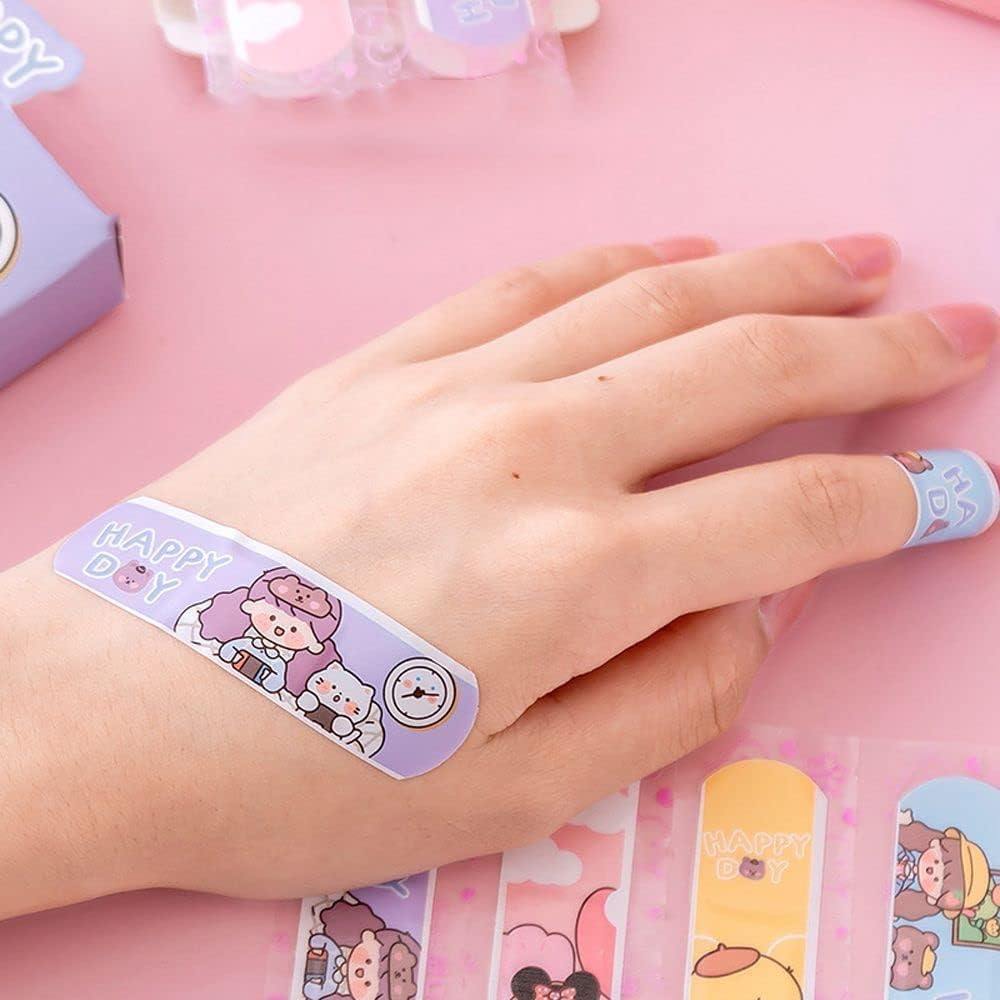 20 Pcs/Box Adhesive Bandages, Random Color Waterproof Band Aid, Cute Kids Bandages, Elastic Sticker,Cartoon Aid Patches Random Styles Adhesive Health and Household Bandaging Supplies