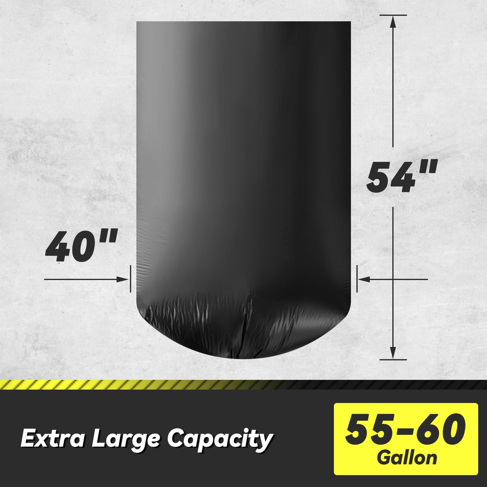 100 Count 55-60 Gallon Trash Bags, Sturdy & Tear-Resistant Commercial Can Liners 55 Gallon, Large Garbage Bags, Large Black Trash Bags for Commercial, Lawn and Leaf Bags