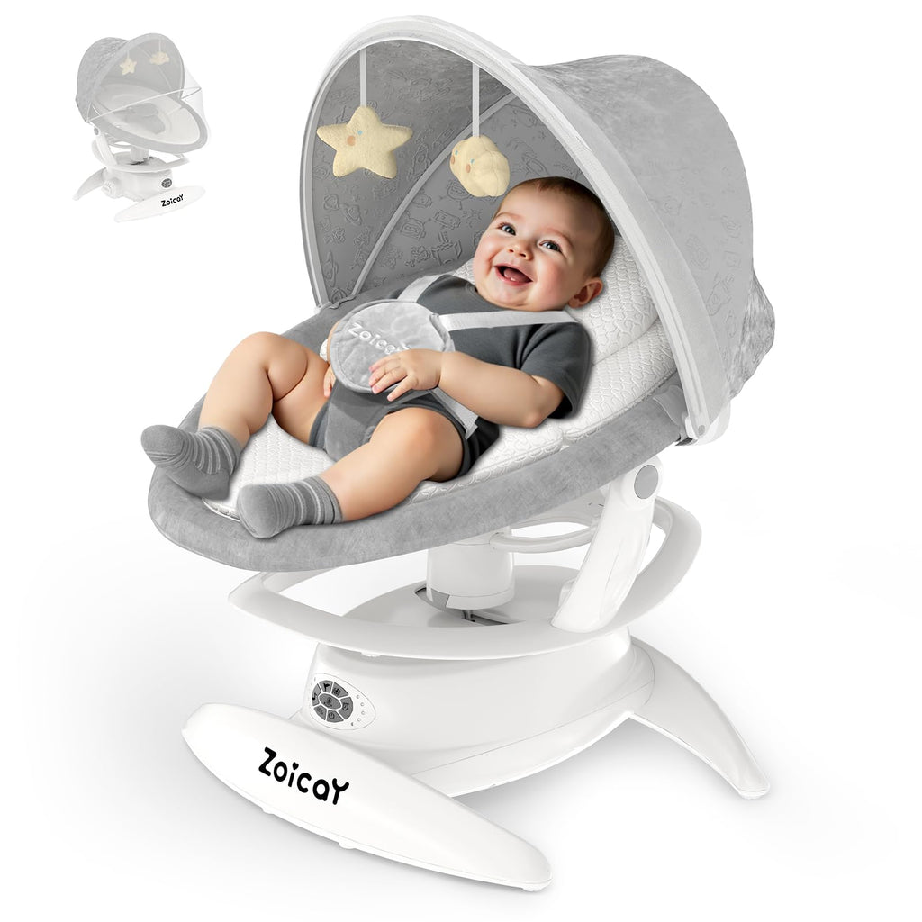 3-in-1 Baby Swing for Infants with Motion Detection, Infant Swing with 5 Speeds & 3 Swing Modes, 12 Lullabies, Electric Swing for Baby, Up to 25 lbs, White