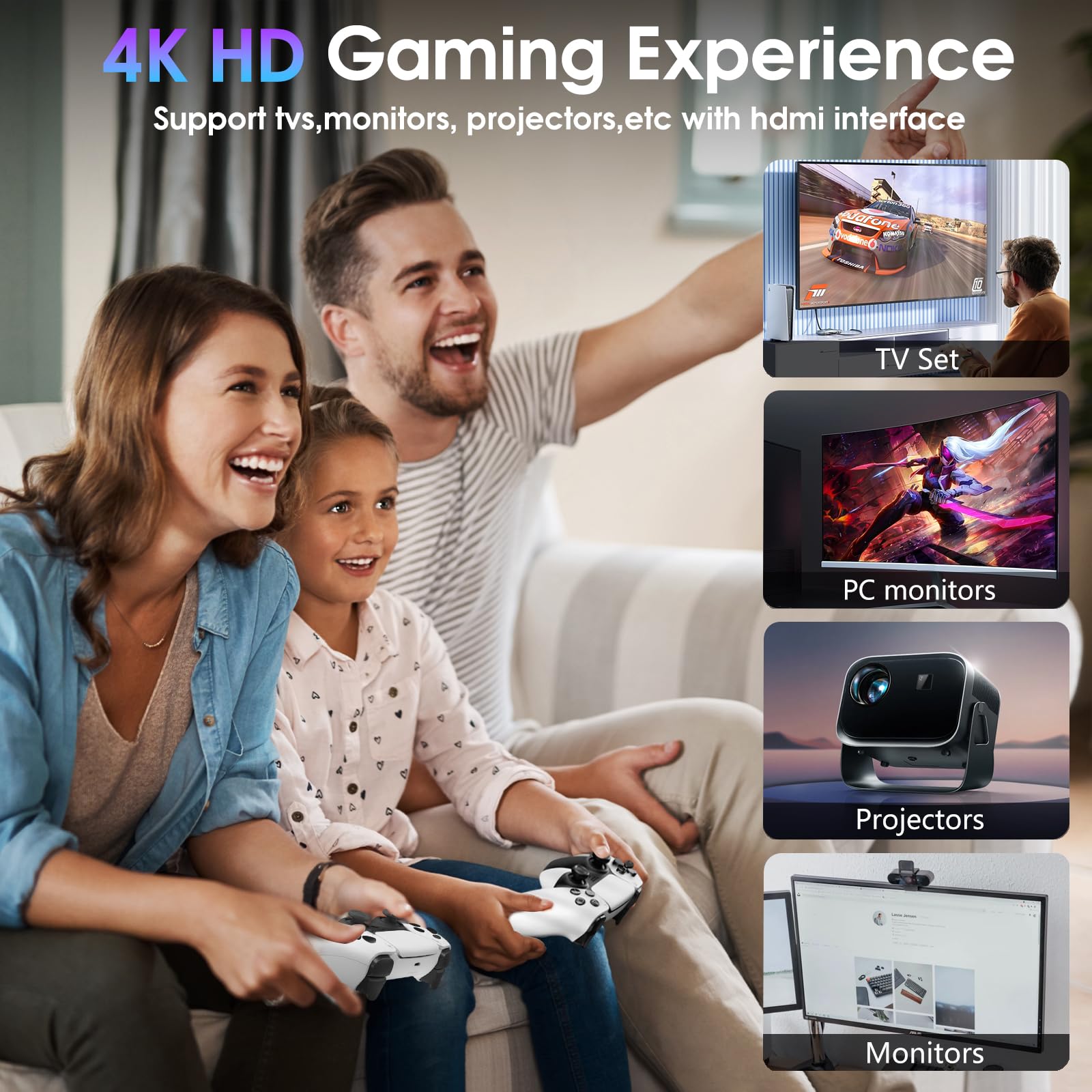 2026 New Wireless Retro Game Console, 23 Emulators and 40000+Games, Plug and Play 4K HDMI TV Game Stick, with Dual 2.4G Wireless Controllers (White)