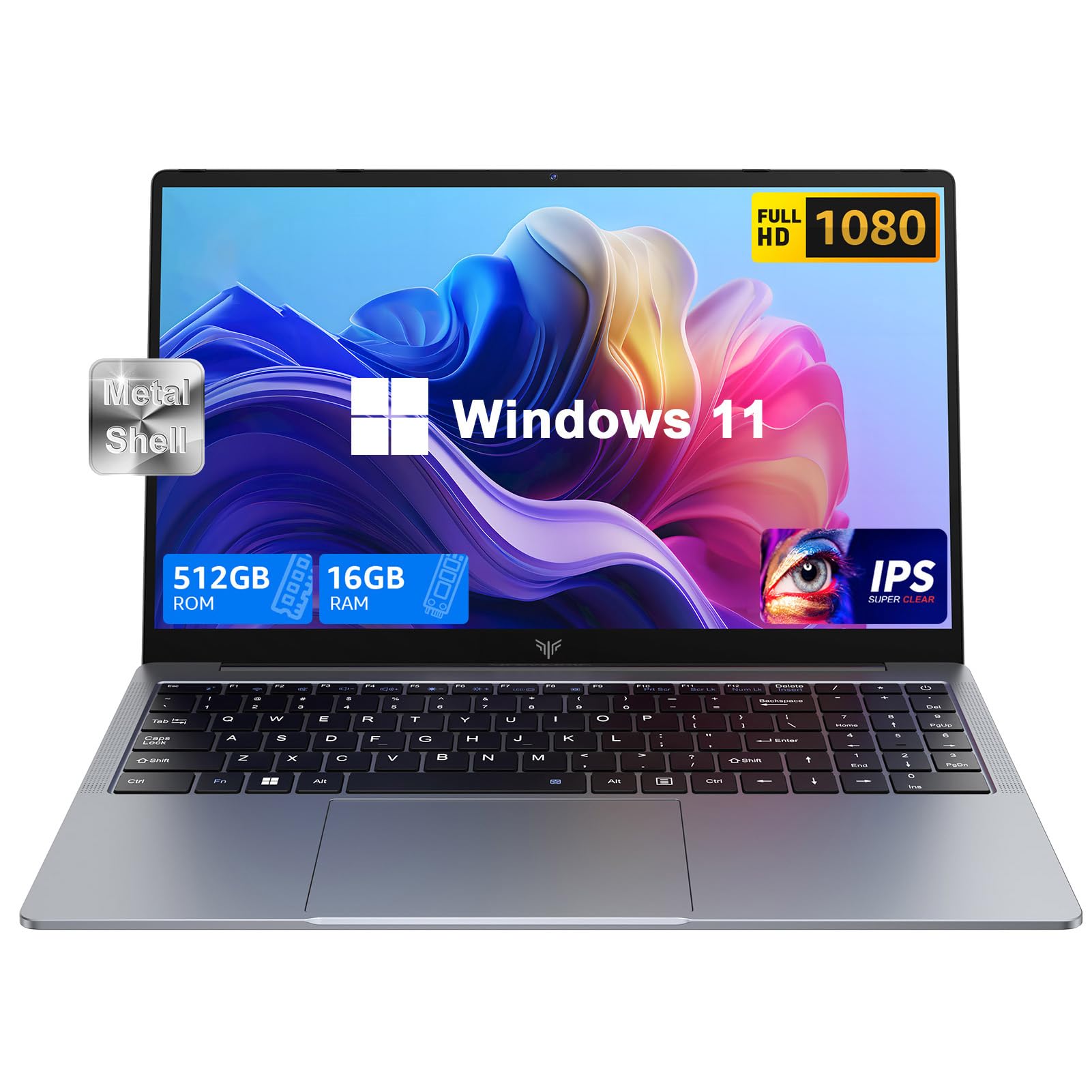 2026 Laptop with Windows 11, Intel Quad-Core Processor (up to 3.6GHZ)16GB DDR4 RAM 512GB SSD,15.6 Inch FHD IPS Display, Metal Body,5000mAh Battery,USB3.2,Portable Laptops Computer for Business Office