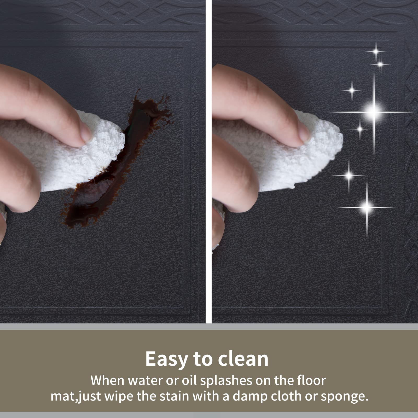 24 x 60 Inch Extra Support Anti Fatigue Comfort Kitchen Mat, Waterproof Long Kitchen Runner, Non-Slip Standing Desk Mat, Commercial Pads for Offices, Home, Garages (Bordeaux Black, 24'' x 60'')