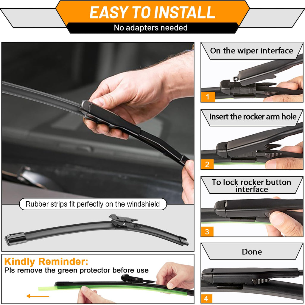 3 Wiper Blades Replacement for Ford Explorer 2011-2018 2019 2020 2021 2022 2023 2024,Original Equipment Replacement Front and Rear Windshield Wiper Blade - Pinch Tab 26"/22"/11" (Set of 3)