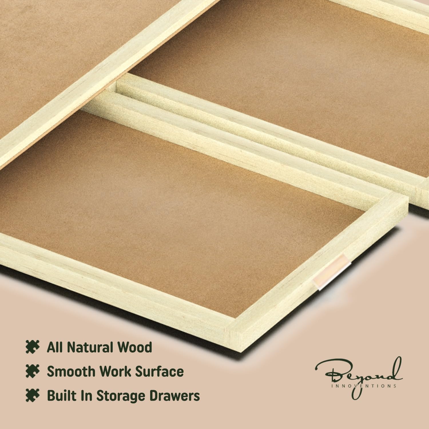 1500 Piece Wooden Jigsaw Puzzle Board - 6 Drawers, Preassembled Rotating Puzzle Table | 35” X 28” Jigsaw Puzzle Board | Puzzle Cover Included - Portable Tables for Adults and Kids