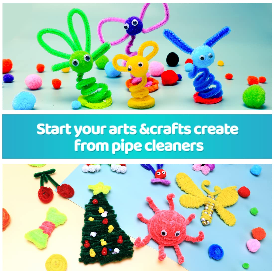 200pcs 20colors, Pipe Cleaners, Chenille Stems, Pipe Cleaners for Crafts, Pipe Cleaner Crafts, Art and Craft Supplies