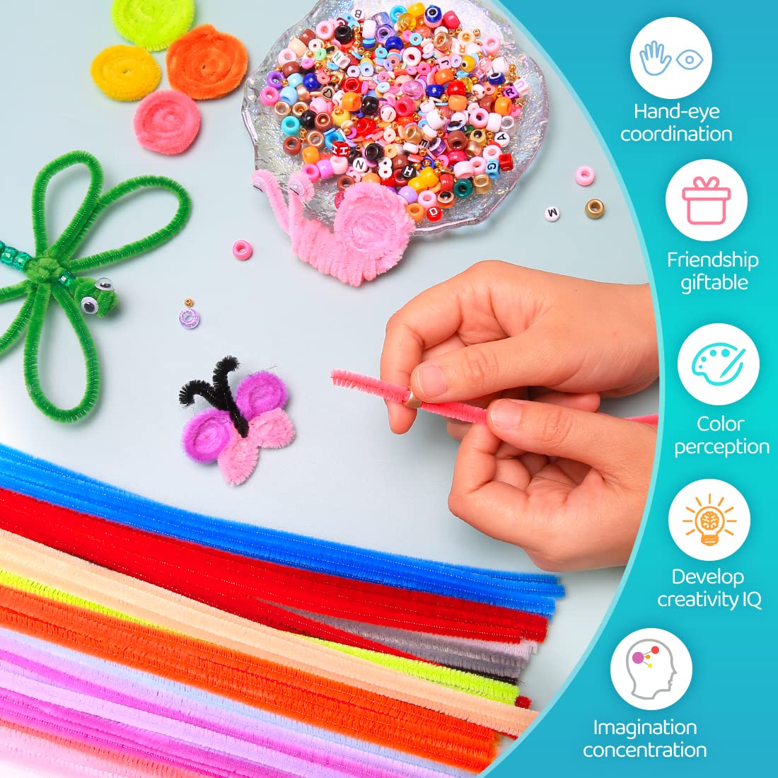 200pcs 20colors, Pipe Cleaners, Chenille Stems, Pipe Cleaners for Crafts, Pipe Cleaner Crafts, Art and Craft Supplies