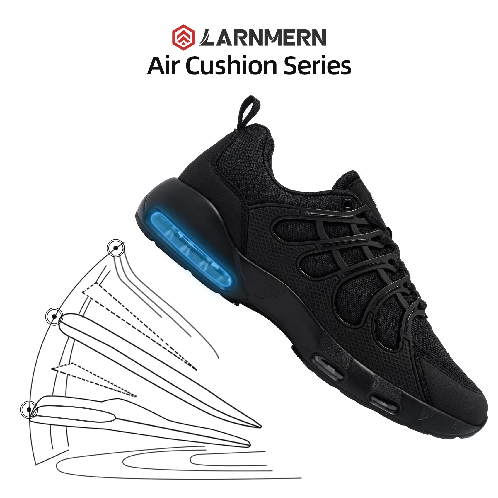 LARNMERN Non Slip Work Shoes for Men Slip Resistant Sneakers Casual Comfort Walking Mens Chef Kitchen Restaurant Breathable Wide Width，Black 10.5 Wide