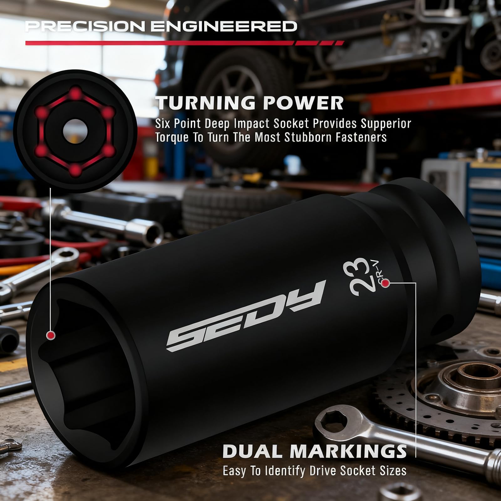 29-Piece 1/2" Drive Impact Socket Set, SAE (3/8 to 1 inch) and Metric (10-24mm) Sizes with Extension Bars Standard Deep Socket Set CR-V Material High Durability Impact Wrench