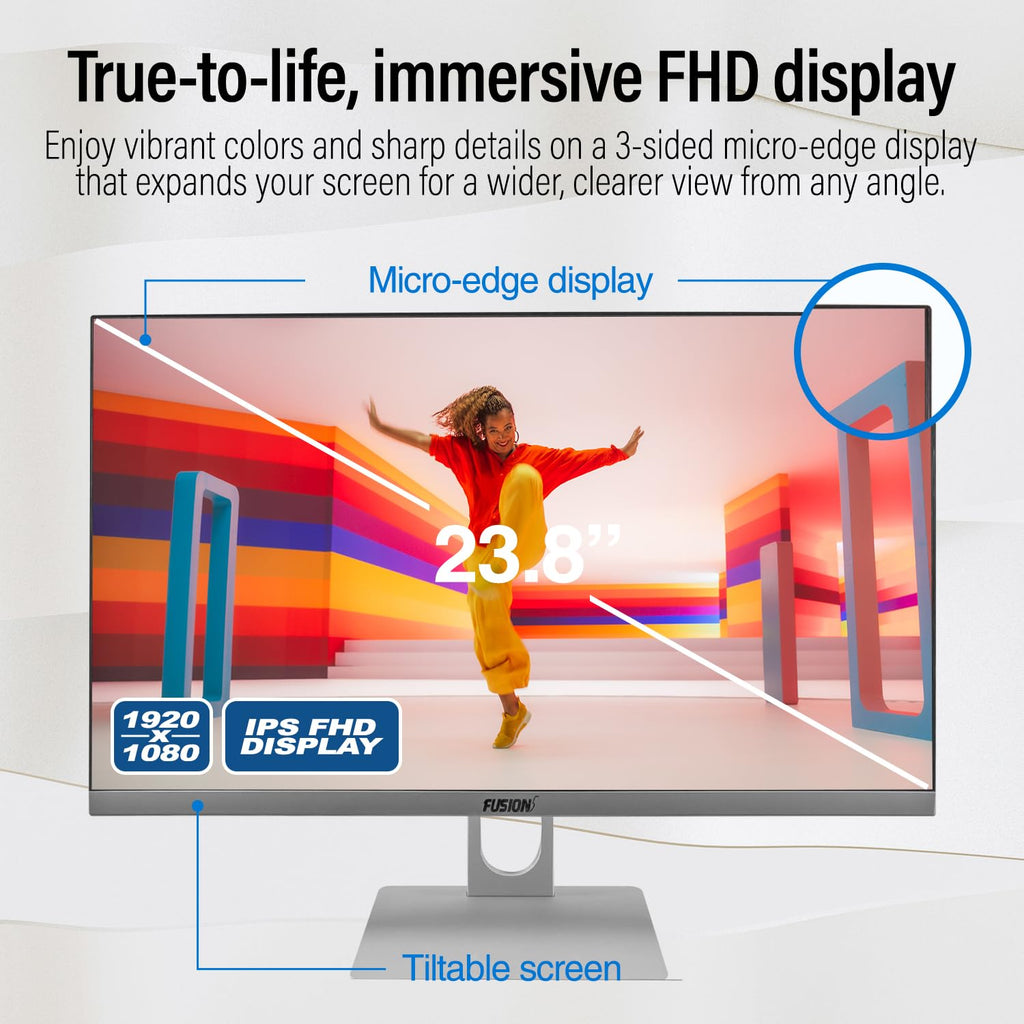 23.8" Full HD All in One PC Desktop Computer (Dec 2025 Release) - 16GB RAM, 512GB SSD, Windows 11, Intel 15th Gen Quad-Core CPU, HDMI, USB 3.0 - AIO PC with Wireless Keyboard, Mouse, 3MP Web Camera