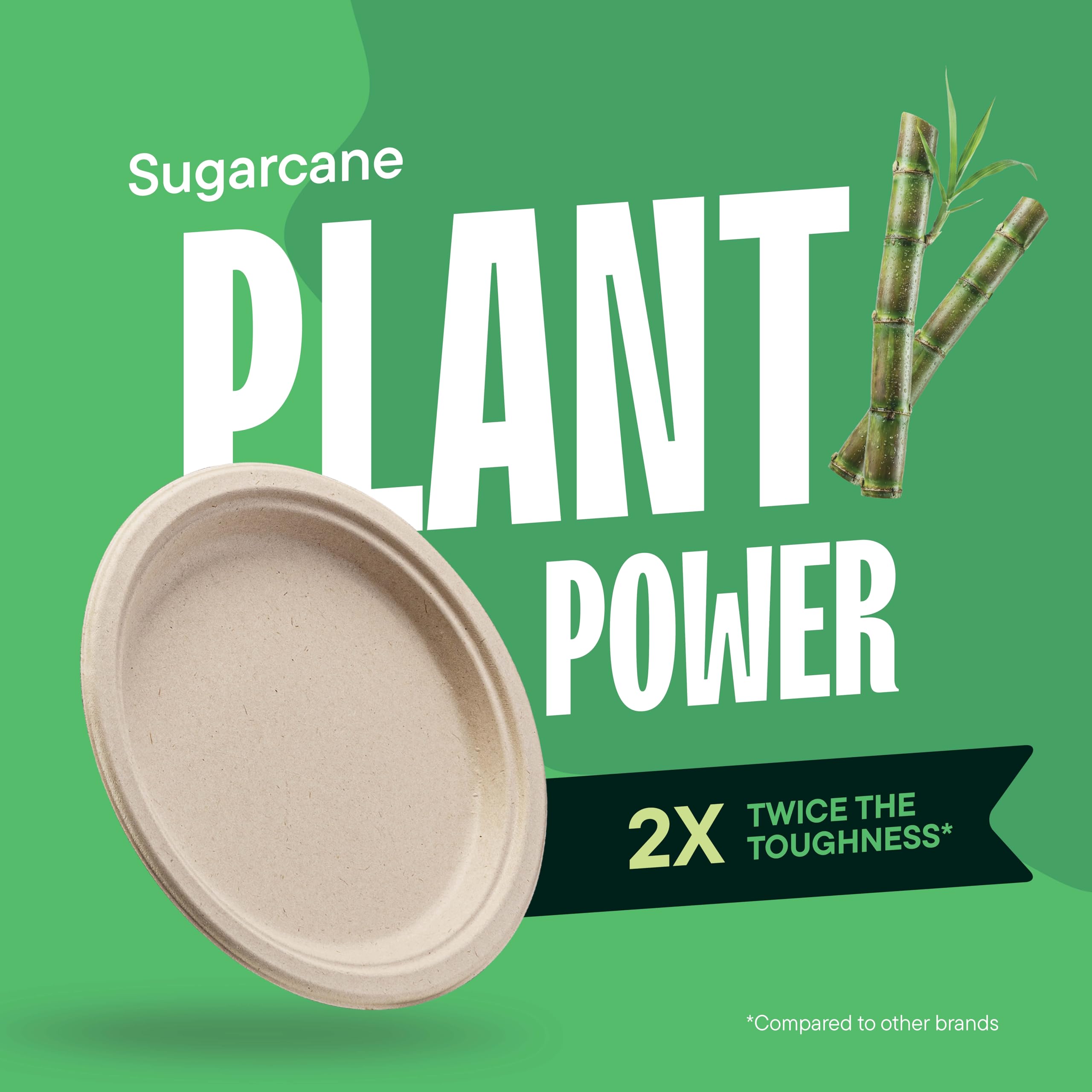 100% Compostable Paper Plates, Heavy Duty Disposable Plates [125-Pack] 9 Inch Plates - Eco-Friendly, Biodegradable Sugarcane Bagasse, Natural Unbleached Brown 9" Dinner Paper Plate Disposable