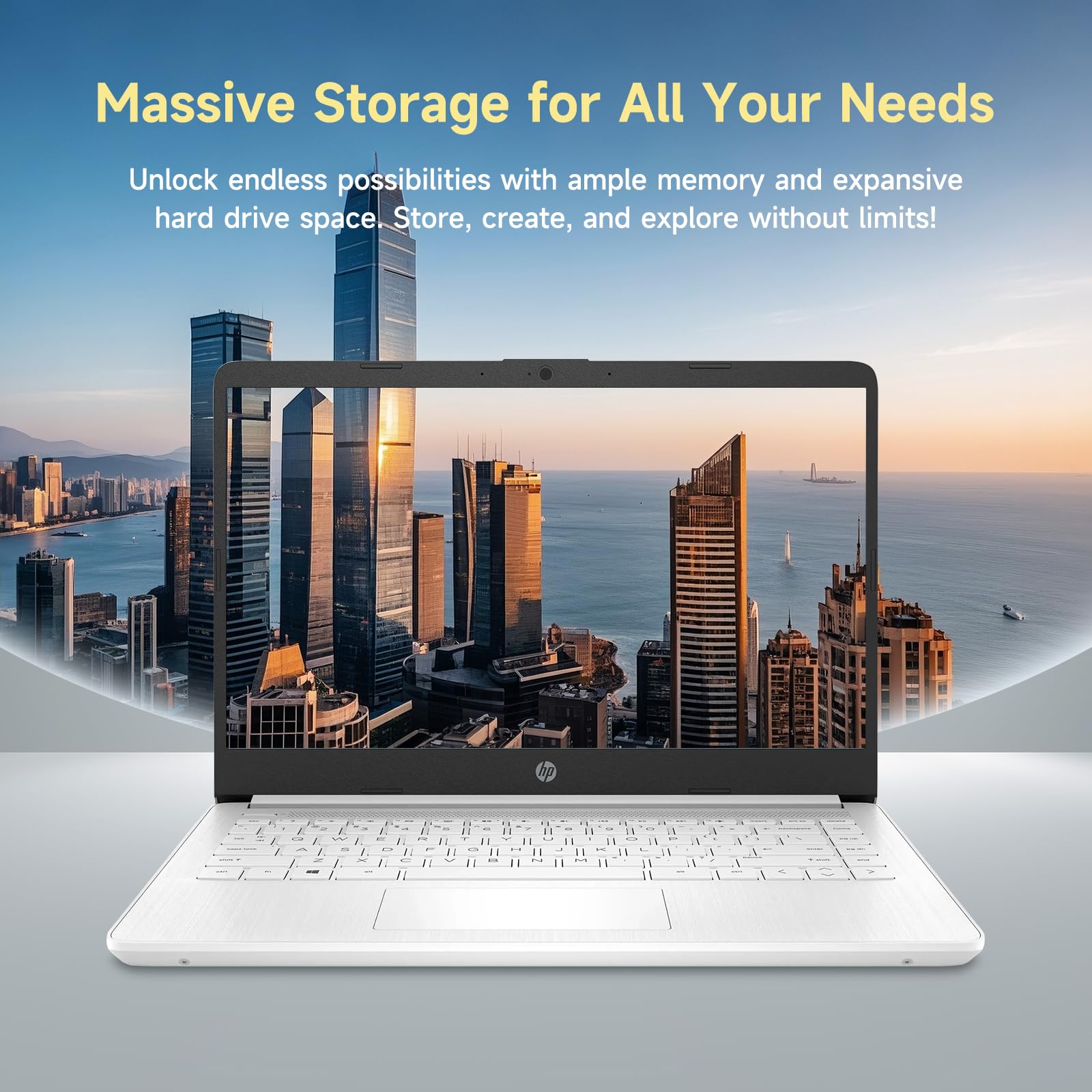 HP 14" Ultral Light Laptop for Students and Business, Intel Quad-Core, 8GB RAM, 192GB Storage(64GB eMMC+128GB Ghost Manta SD Card), 1 Year Office 365, USB C, Win 11 S