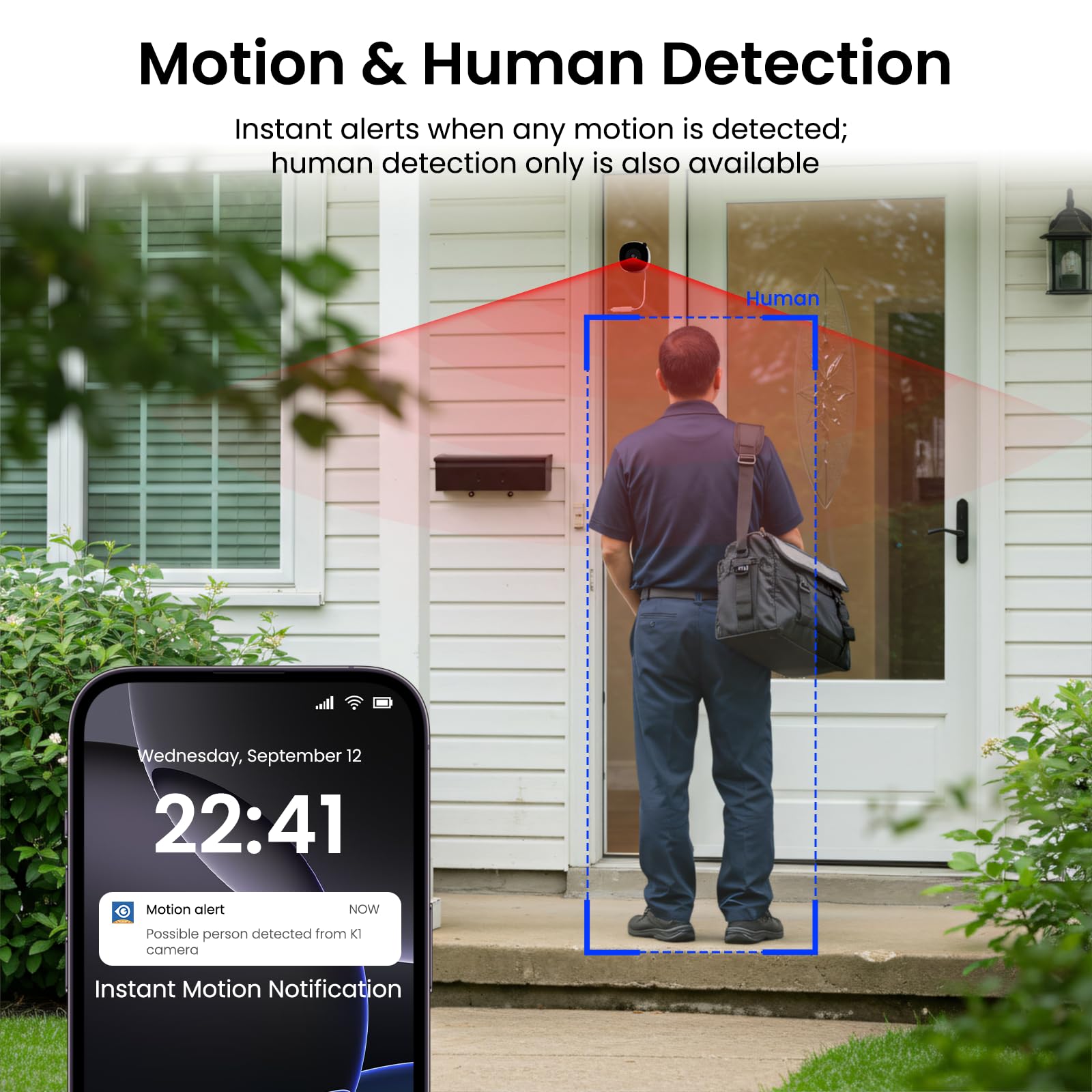 2K No Drill Window Camera-2 Pack 2.4Ghz & 5Ghz WiFi Cameras for Home Security for Indoor & Outdoor Monitoring, Anti-Glare Color Night Vision, Human Detection, 24/7 Recording, Ideal for Apartment, K1