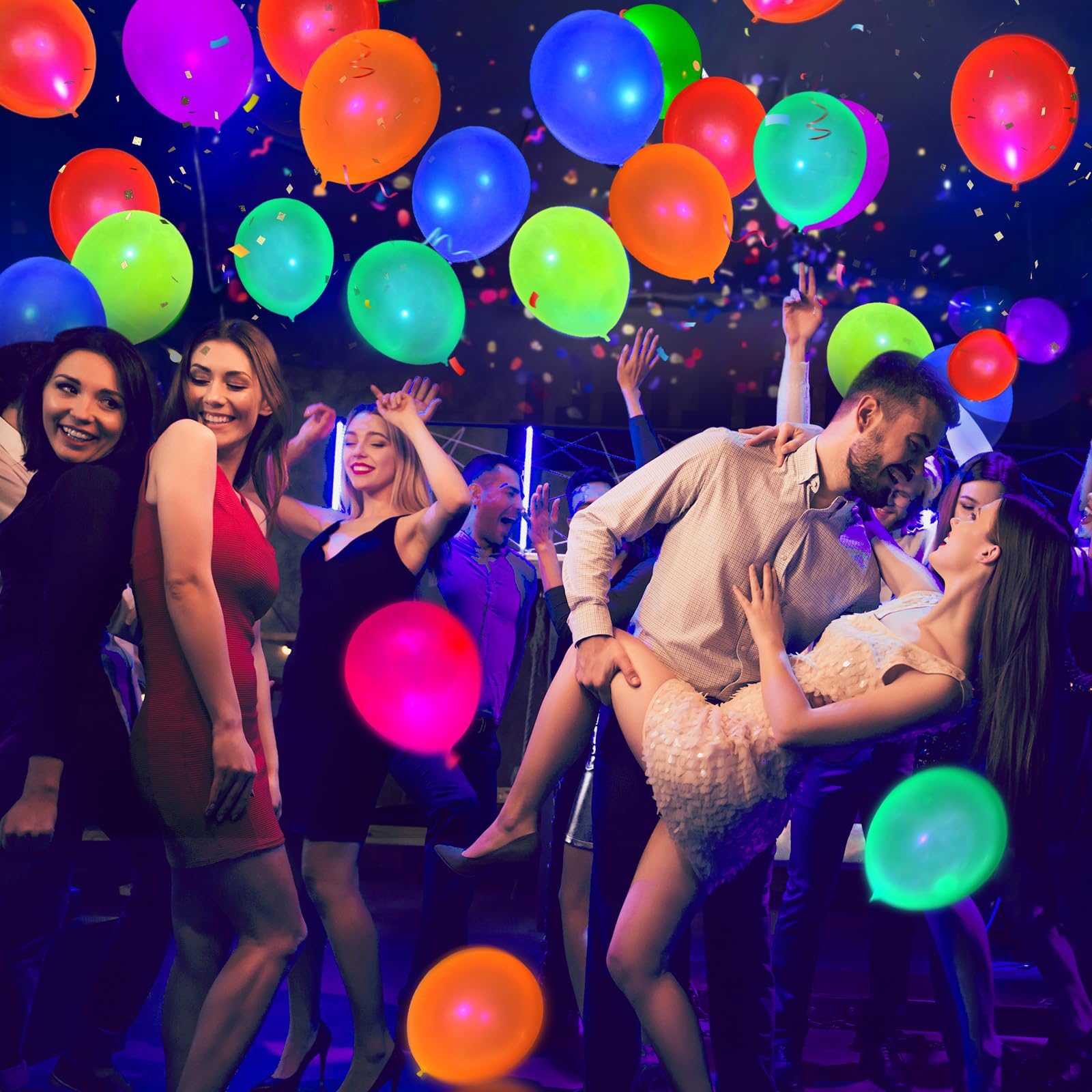 100 Pcs UV Neon Balloons, Neon Glow Party Balloons UV Black Light Balloons Glow in the Dark for Birthday Decorations Wedding Glow Party Supplies Blacklight Reactive Fluorescent