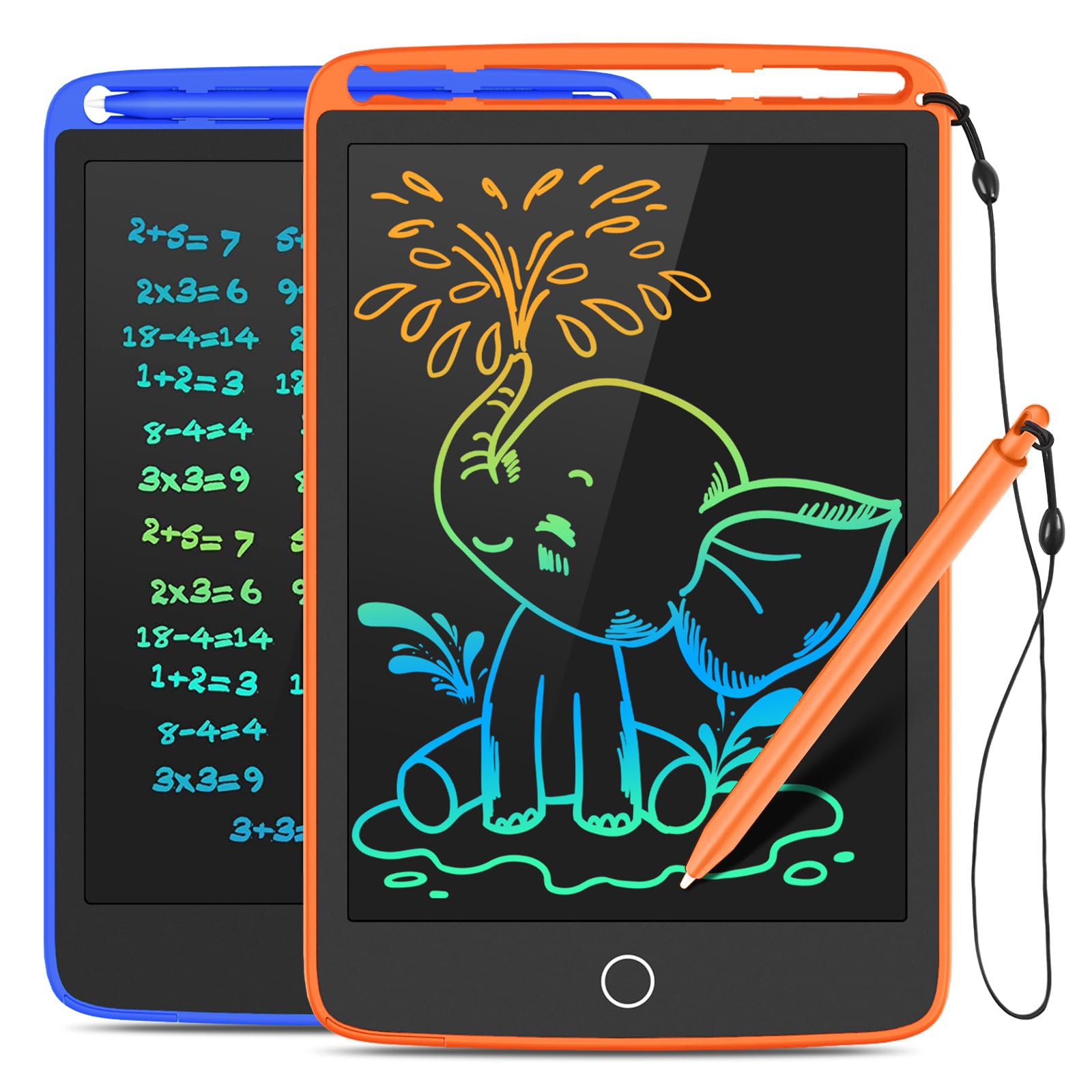 2 Pack LCD Writing Tablet, Colorful Screen Doodle Board 8.5 Inch Drawing Tablet for Kids, Learning Toys Birthday Gifts Travel Activity Games for 3 4 5 6 Year Old Boys and Girls Toddlers（Orange Blue）
