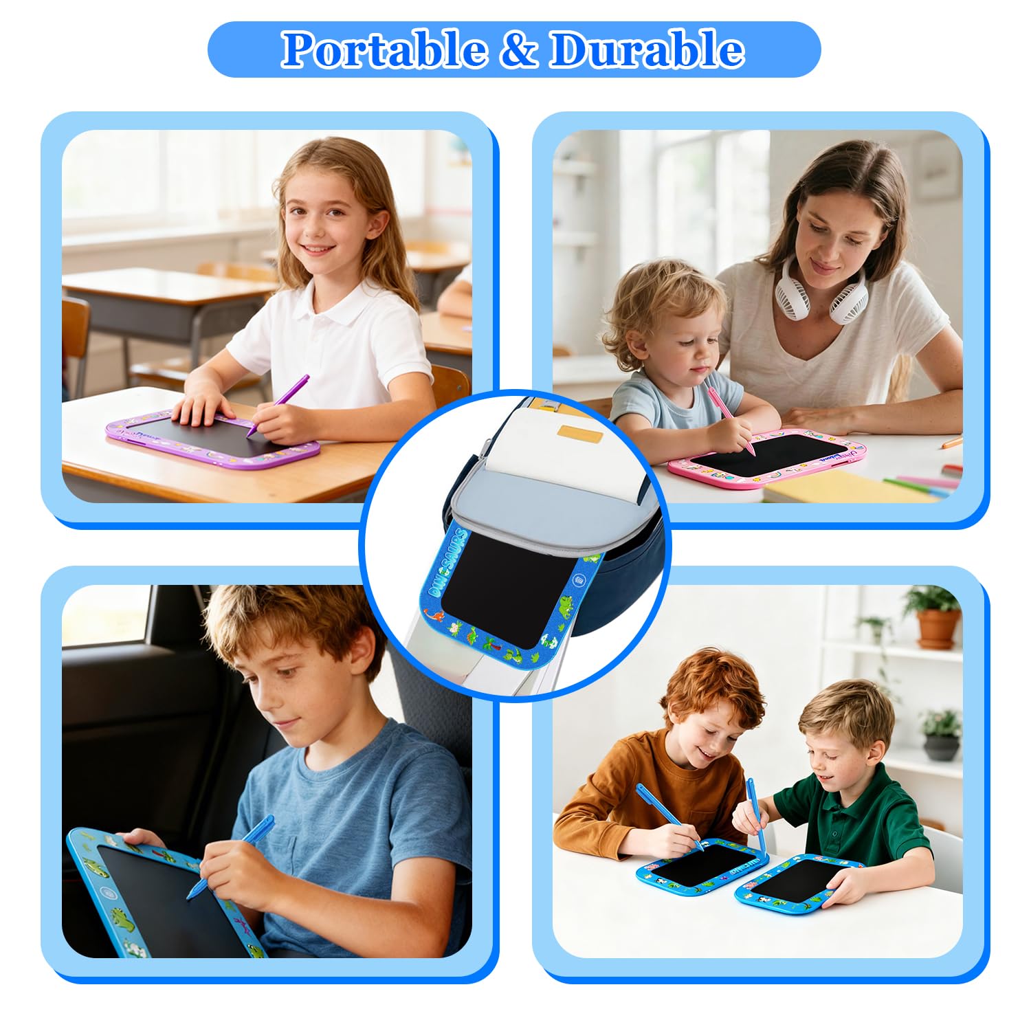 2Pack LCD Writing Tablet for Kids,10Inch Colorful Reusable Electronic Toddler Doodle Board Drawing Tablet Pads,Educational Learning Toys Gifts for 3 4 5 6 7 8 Year Old Boys (Light&DarkBlue-10IN)