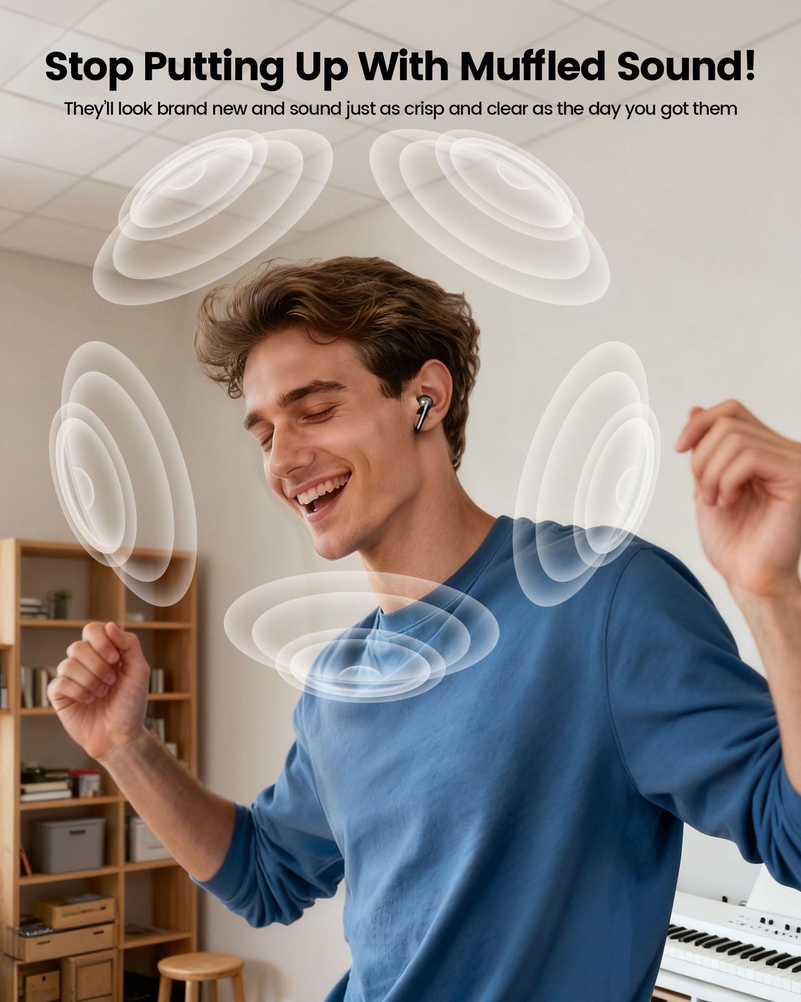 20-in-1 for AirPod Cleaner Kit Pro 4 3 2 1 - Multifunction Cleaning Tool for Headphones Earbuds Phone Laptop Keyboard Screen - Metal Tip, Soft Brush, Flocking Sponge, 15ml Spray, Cloth, Putty