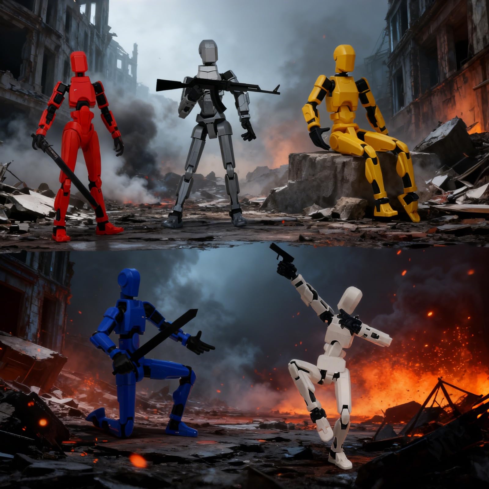 (Assembly Completed) 6 Packs Dummy13 Action Figure Set, 3D Printed ActionFigure Toy Gifts for Kids, Dummy 13,Robot 13 Action Figure Full Body Mechanical Doll Christmas Birthday Gift for Boys Girls