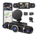360° Dash Cam Front and Rear View 4 Channel Dash Camera FHD 2K+1080Px3 for Car, Inside/Back 170°+2x150°+170° Wide Angle, 8 IR Lamps Night Vision,WiFi,GPS, APP,G-Sensor with 64GB Card,24/7 Parking Mode