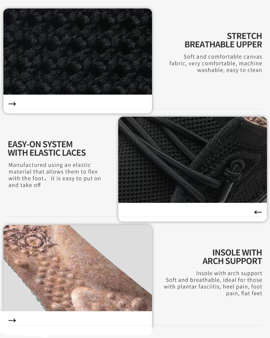 1TAZERO Wide Shoes Slip in Men Orthopedic Shoes Walking Loafers with Arch Support for Wide Fit (Black 12)