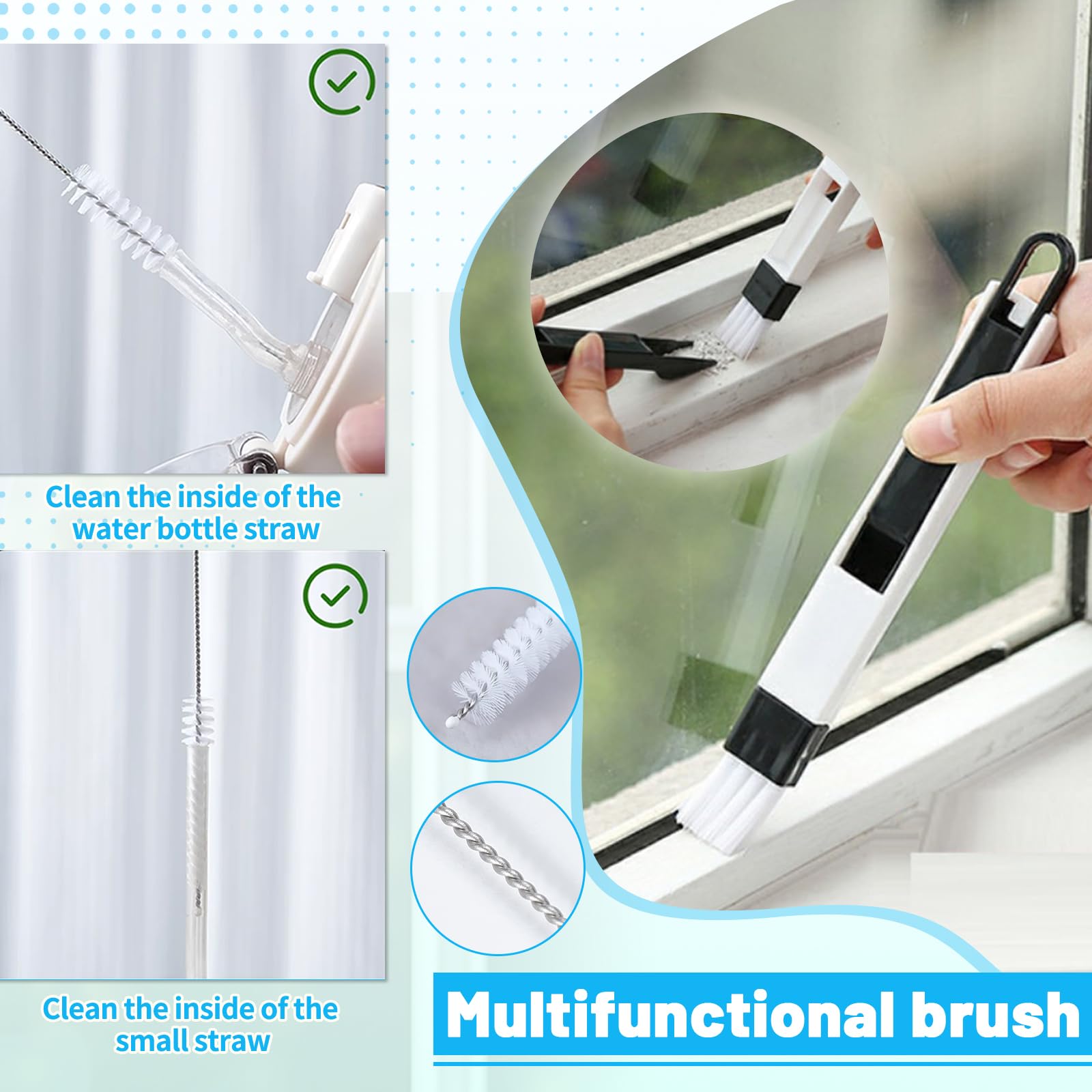 16Pcs Crevice Cleaning Brush Set, Hard Bristle Scrub Brushes Tools for Deep Cleaning Gap,Window Groove Cleaning Brush for Sliding Door, Sill, Tile Lines, Shutter, Corner, Sink, Teapot, Bottle (16 Pcs)