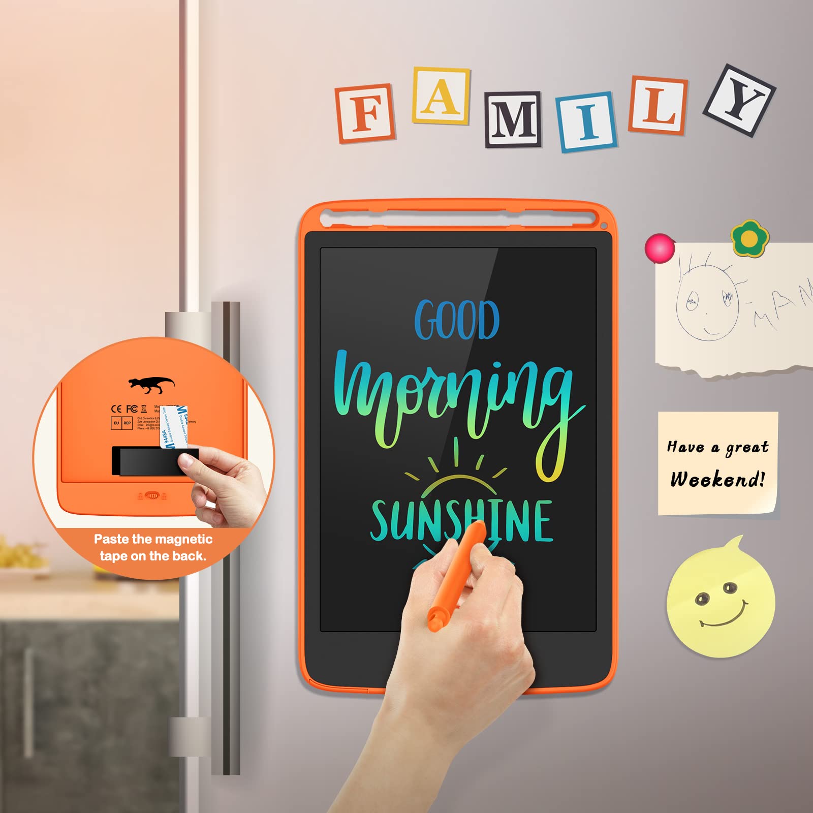 2 Pack LCD Writing Tablet, Colorful Screen Doodle Board 8.5 Inch Drawing Tablet for Kids, Learning Toys Birthday Gifts Travel Activity Games for 3 4 5 6 Year Old Boys and Girls Toddlers（Orange Blue）