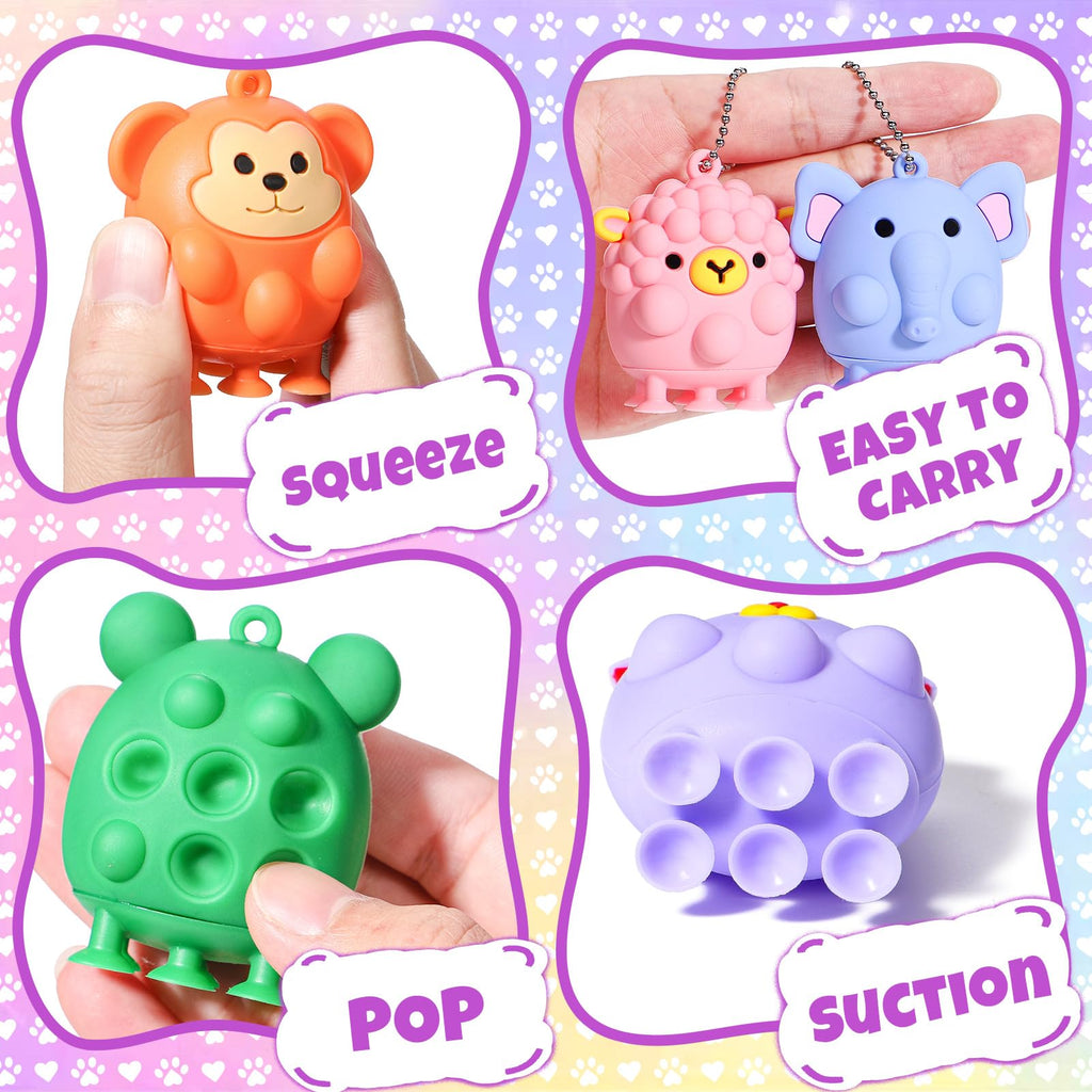 24PCS Valentines Day Cards for Kids School Classroom with 3D Animal Pop Suction Toys Valentine Day Exchange Gifts Bulk Fidget Toys for Toddlers Boys Girls Valentine's Party Favors Goodie Bag Stuffers