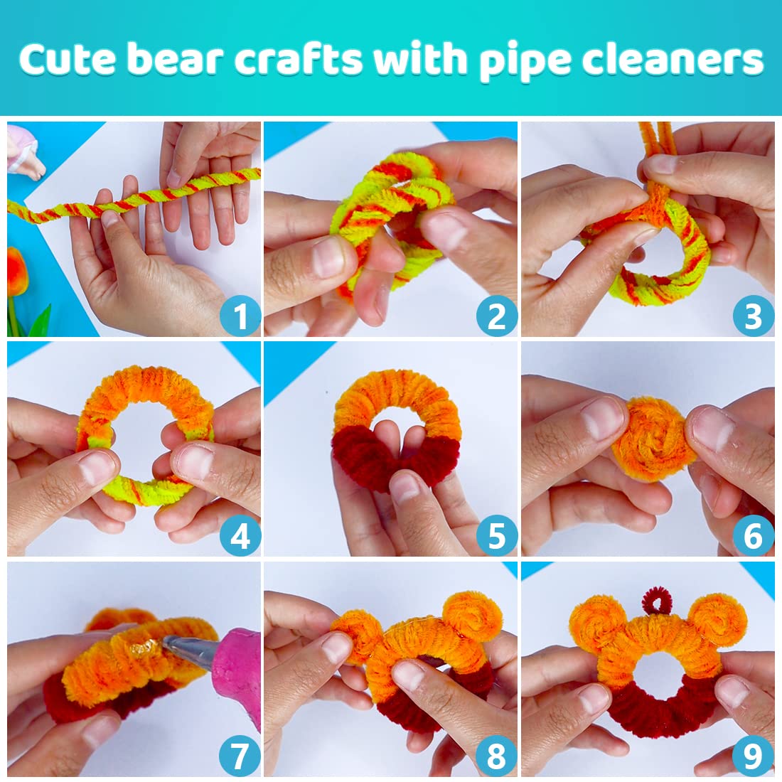 200pcs 20colors, Pipe Cleaners, Chenille Stems, Pipe Cleaners for Crafts, Pipe Cleaner Crafts, Art and Craft Supplies