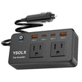 300W Car Power Inverter - YSOLX Dual DC 12V to 110V AC Car Outlet Adapter to Wall Plug, 24W Fast Charging USB-C&USB-A, Portable Charger Converter with for Laptops, Phones