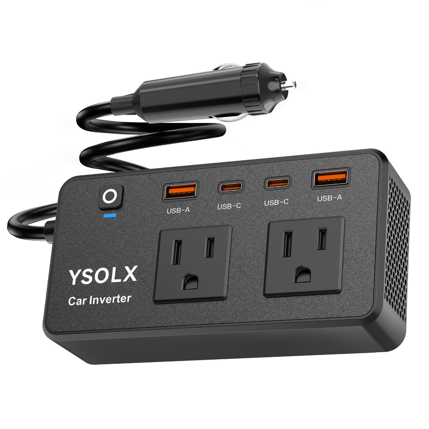 300W Car Power Inverter - YSOLX Dual DC 12V to 110V AC Car Outlet Adapter to Wall Plug, 24W Fast Charging USB-C&USB-A, Portable Charger Converter with for Laptops, Phones