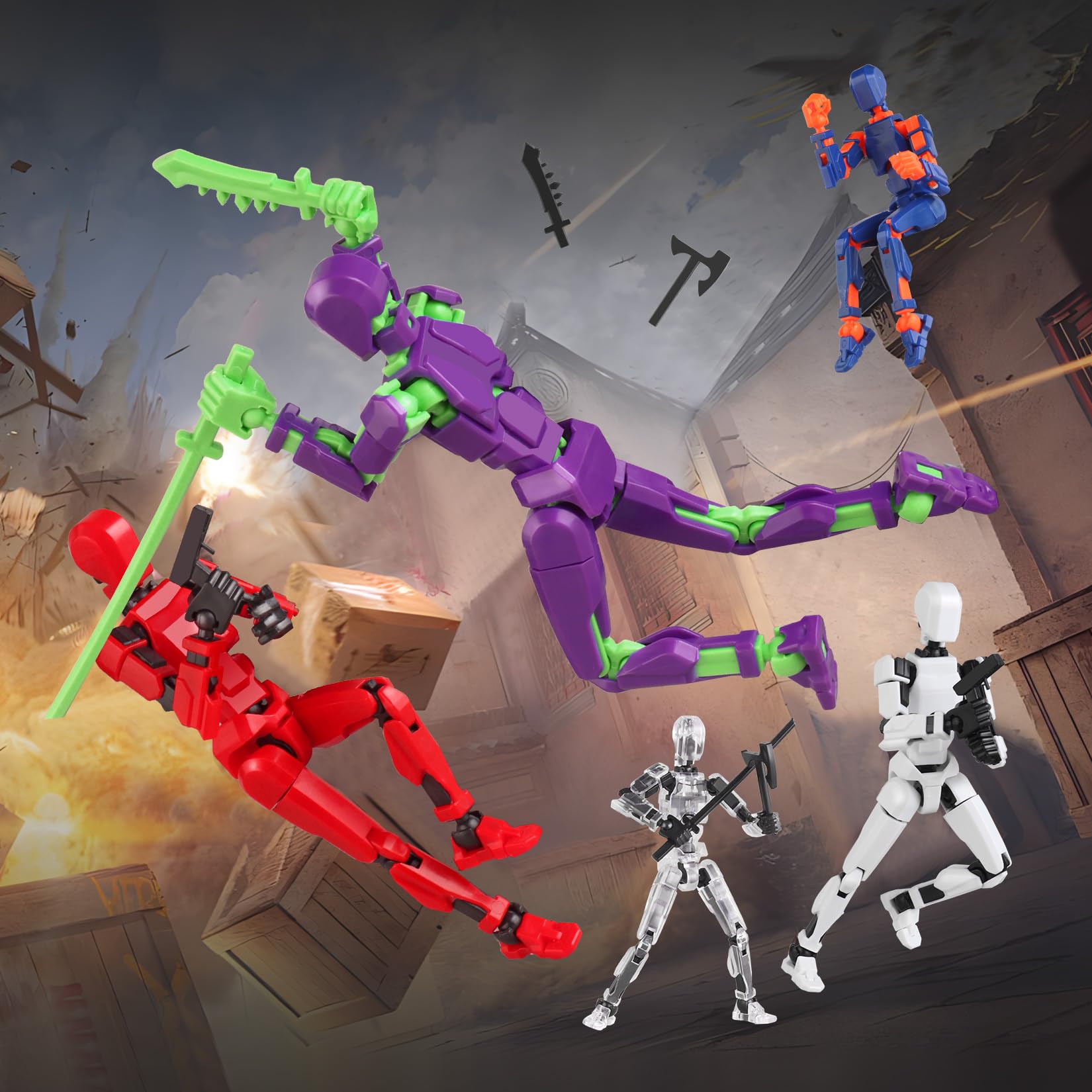 13 Action Figure Set, 6PCS T-Robot 13 Action Figure Titan 13 3D Printed Toys Articulated, for Modeling Enthusiasts Etc Birthday Gifts & Children's Day Gifts for Kids 5-8 Years Old（Assembly Required）