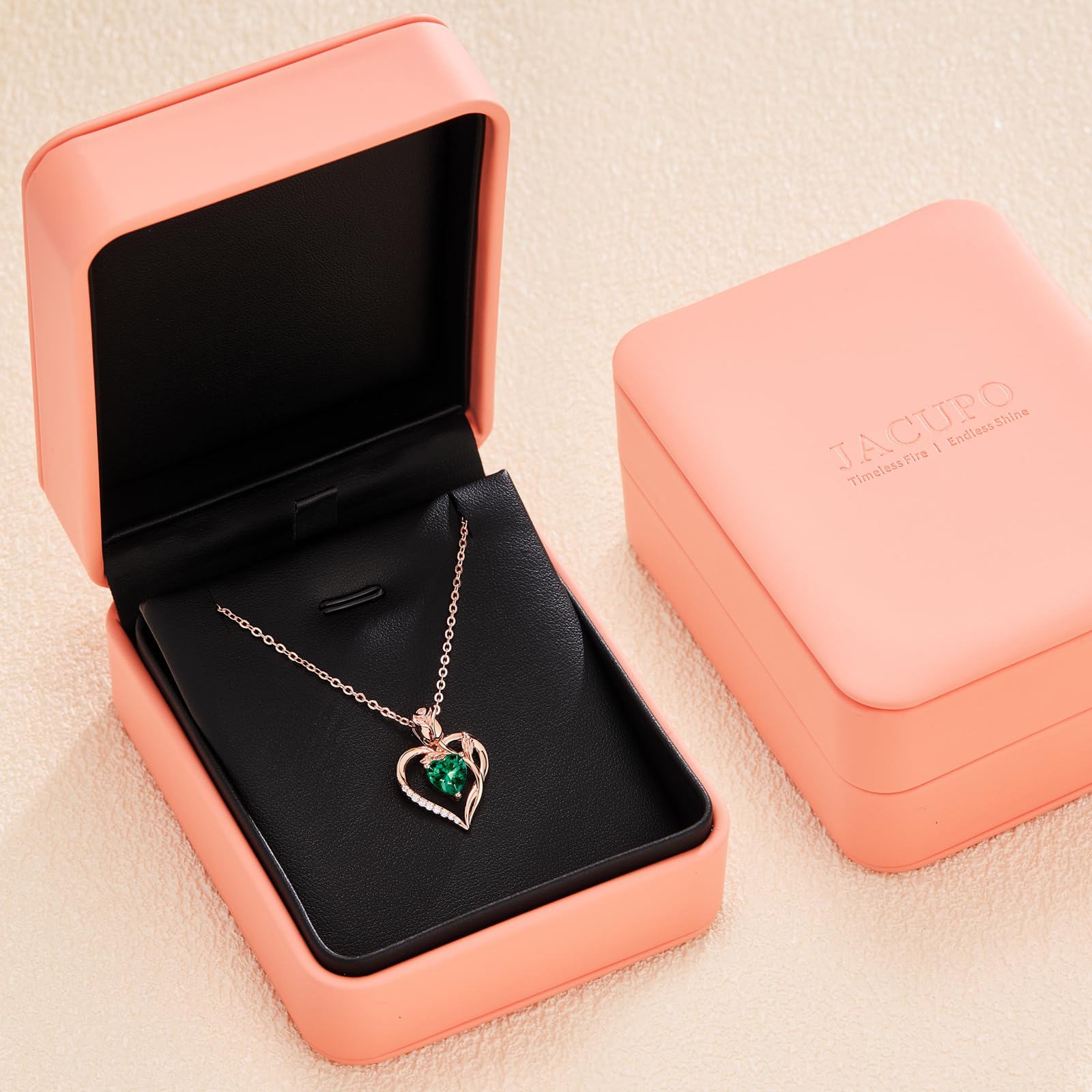 1.2CT Rose Heart Lab-Grown Emerald Necklace for Women Jewelry D Color VVS1 S925 Sterling Silver 18K Rose Gold Plated Necklace for Wife Girlfriend Mom Daughter Wedding Anniversary Christmas Birthday Gift for Women Engraved I Love You