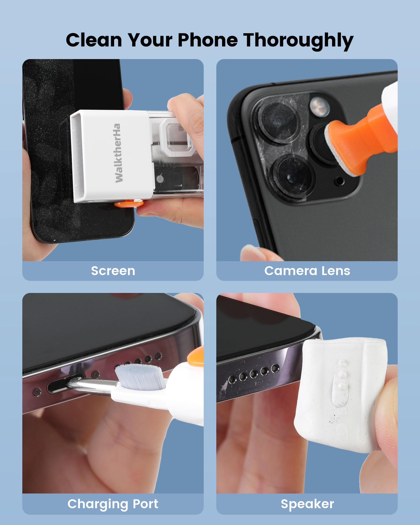 20-in-1 for AirPod Cleaner Kit Pro 4 3 2 1 - Multifunction Cleaning Tool for Headphones Earbuds Phone Laptop Keyboard Screen - Metal Tip, Soft Brush, Flocking Sponge, 15ml Spray, Cloth, Putty