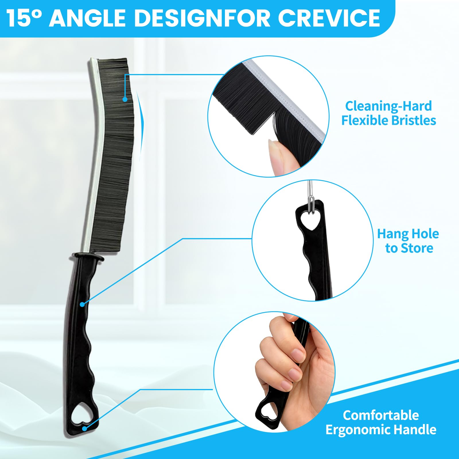 16Pcs Crevice Cleaning Brush Set, Hard Bristle Scrub Brushes Tools for Deep Cleaning Gap,Window Groove Cleaning Brush for Sliding Door, Sill, Tile Lines, Shutter, Corner, Sink, Teapot, Bottle (16 Pcs)