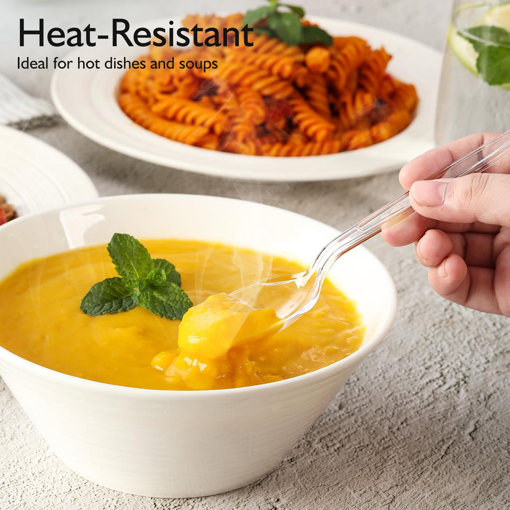 300 Count Heavy Duty Clear Plastic Silverware, Disposable Plastic Utensils Set, 100 Forks, 100 Spoons, 100 Knives, BPA-Free Heat Resistant Durable Plastic Cutlery Set for Party