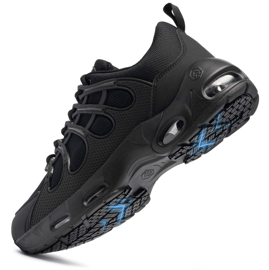 LARNMERN Non Slip Work Shoes for Men Slip Resistant Sneakers Casual Comfort Walking Mens Chef Kitchen Restaurant Breathable Wide Width，Black 10.5 Wide