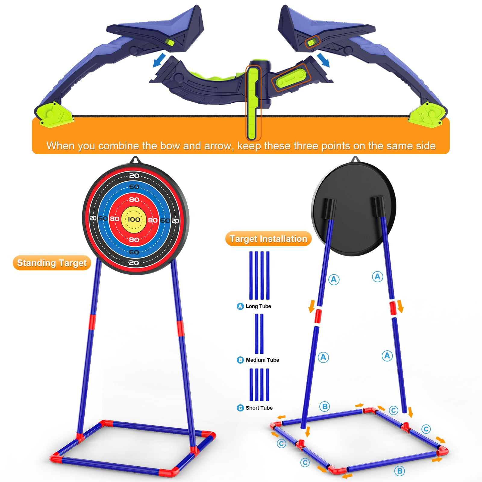 2 Pack Bow and Arrow Set for Kids, Light Up Archery Set with 14 Suction Cup Arrows, Archery Targets Outdoor Games for Kids Ages 4-8 8-12, Birthday Gifts Toys for 5 6 7 8 9 10 11 12 Year Old Boys Girls