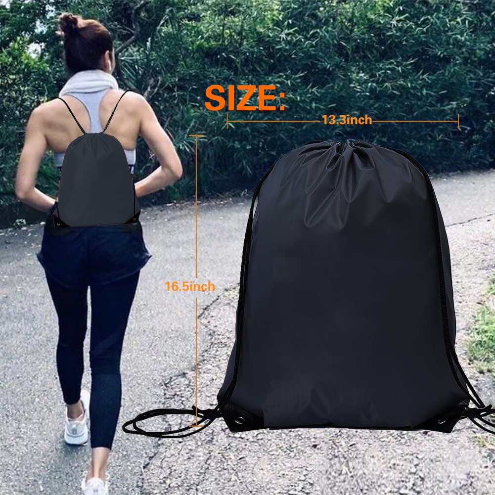 30 Pcs Drawstring Bags Bulk, Polyester Draw String Bags, Gym Sports Cinch Bag Drawstring Backpack for Women Men, Black