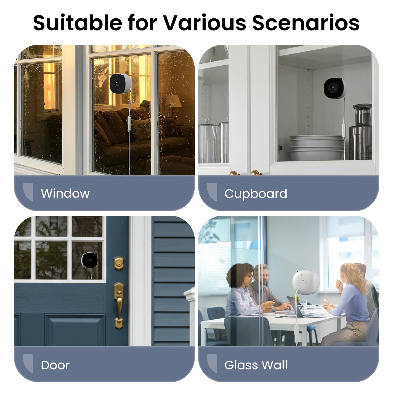 2K No Drill Window Camera-2 Pack 2.4Ghz & 5Ghz WiFi Cameras for Home Security for Indoor & Outdoor Monitoring, Anti-Glare Color Night Vision, Human Detection, 24/7 Recording, Ideal for Apartment, K1