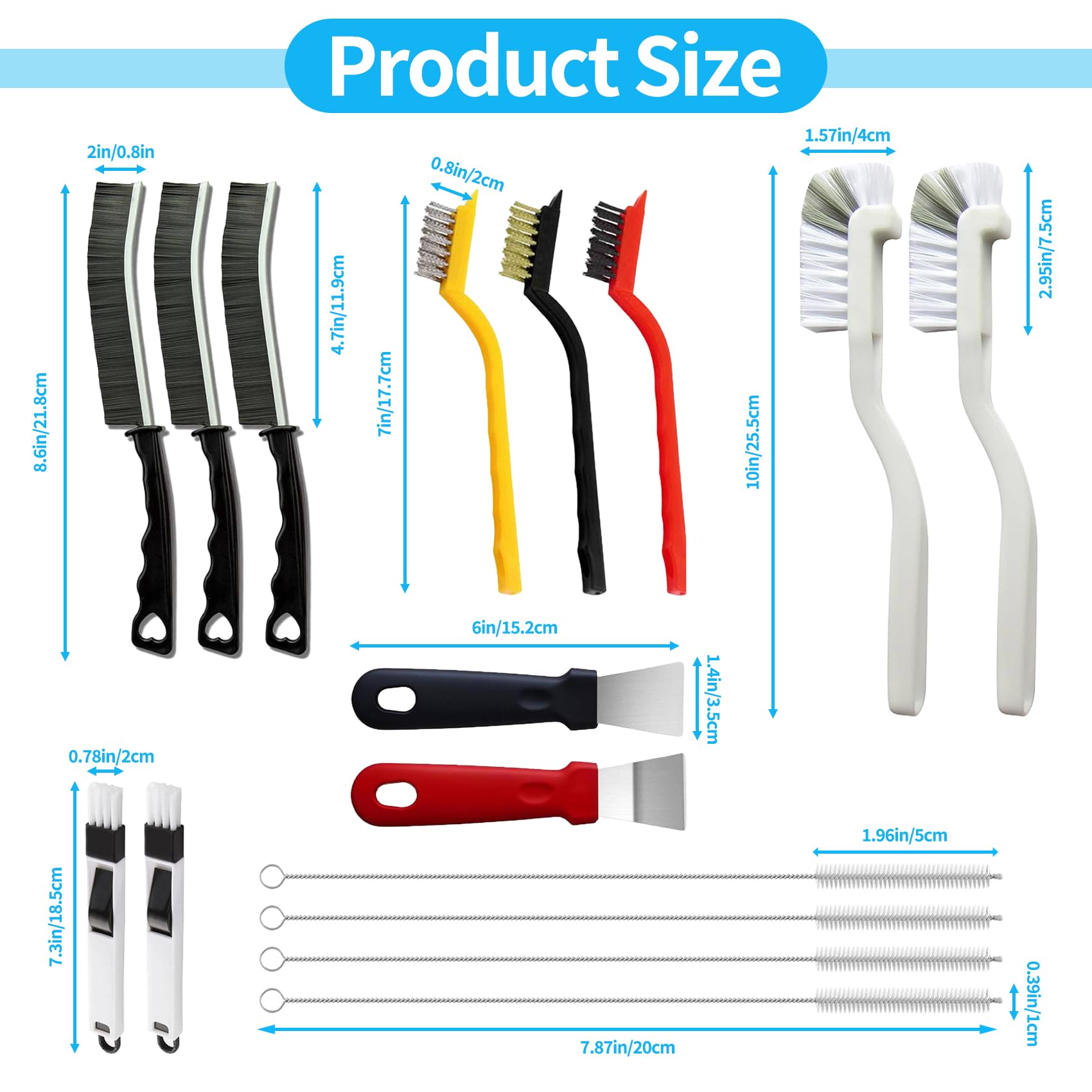 16Pcs Crevice Cleaning Brush Set, Hard Bristle Scrub Brushes Tools for Deep Cleaning Gap,Window Groove Cleaning Brush for Sliding Door, Sill, Tile Lines, Shutter, Corner, Sink, Teapot, Bottle (16 Pcs)