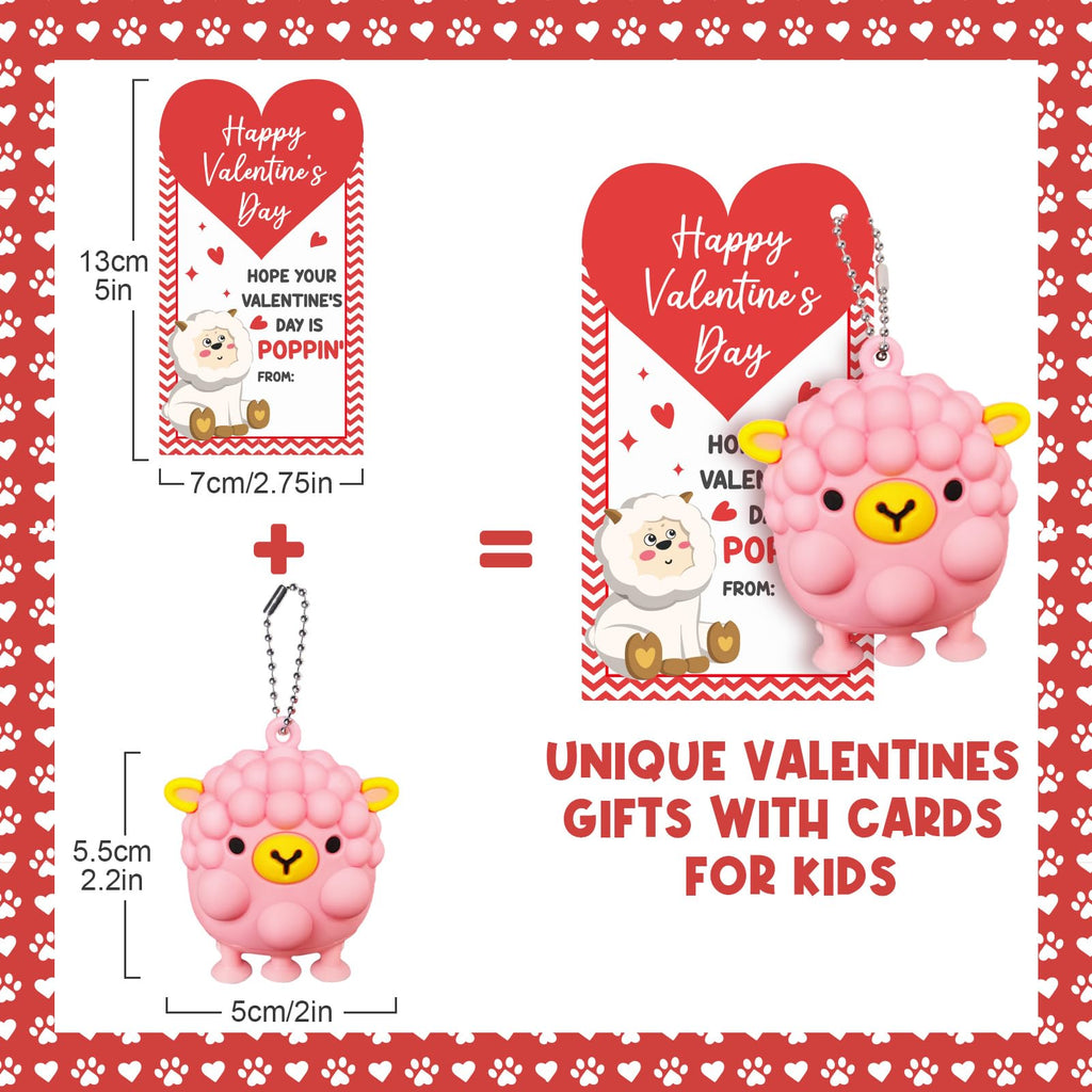 24PCS Valentines Day Cards for Kids School Classroom with 3D Animal Pop Suction Toys Valentine Day Exchange Gifts Bulk Fidget Toys for Toddlers Boys Girls Valentine's Party Favors Goodie Bag Stuffers