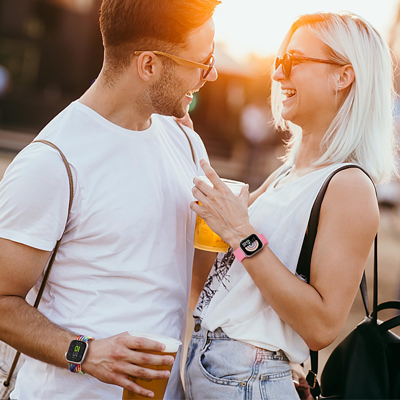 2 Pack Braided Solo Loop For Apple Watch Band 40mm 41mm 42mm 44mm 45mm 46mm 38mm 49mm Ultra 3 2 Women men,Stretchy Woven Nylon Elastic Strap Wristbands For iWatch Series 11/10/9/8/7/6/5/4/3/SE 2/SE 3