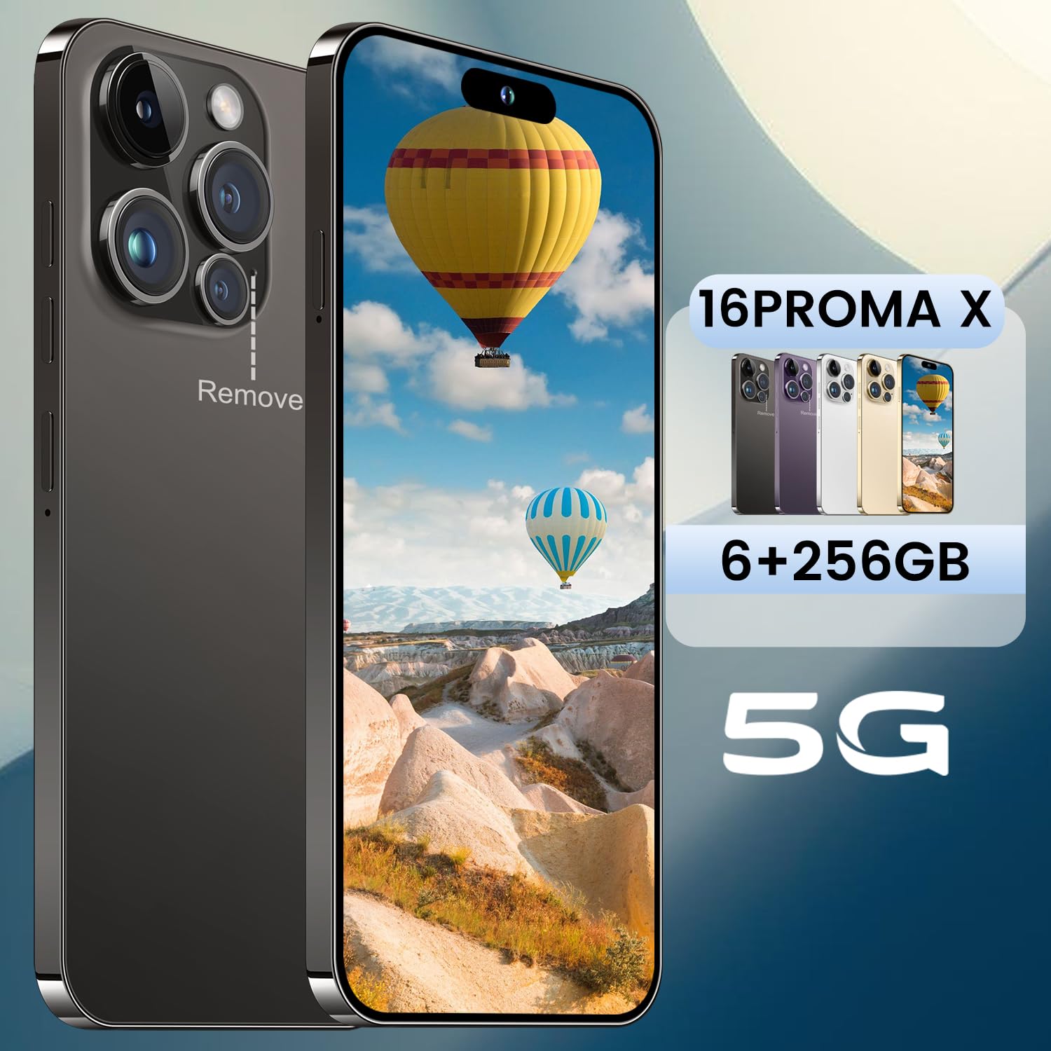 16PROMA X Unlocked Smartphone 6.9" HD Screen 6+256GB Smartphone with 128G Memory Card New System 6800mAh Long Battery Dual SIM/Fingerprint Lock/Face ID/GPS (Black)